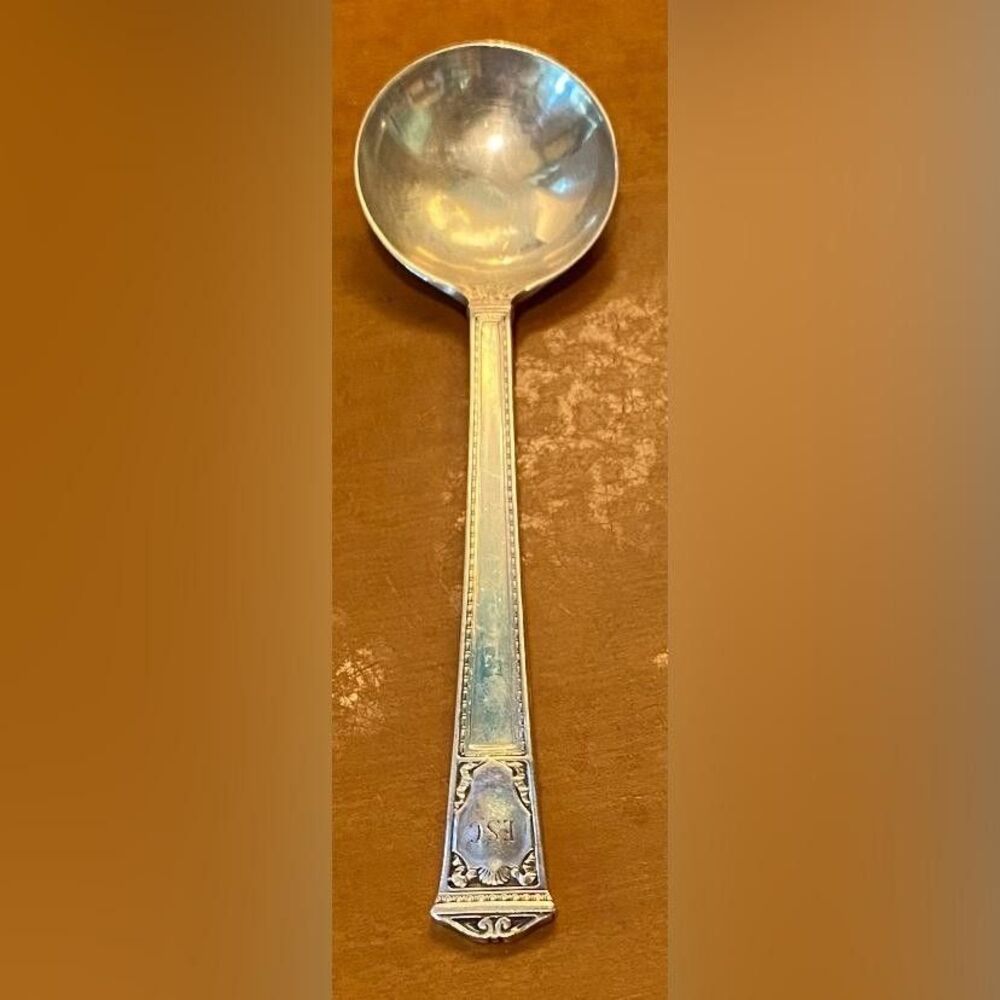 Vintage Tiffany & Co Silver Soup Spoon Engraved Handle